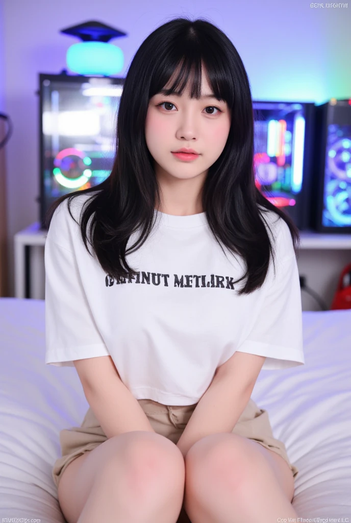 ollarbone,black t-shirt,off-shoulder look,mini skirt,open mouth,tongue out,cum on tongue,Sitting on a black sofa,looking ahead,from above,flont view,face focus,open mouth,tongue out,(1girl,Beautiful 16 year old girl),((Slender,Small breasts,Small face,)),looking at viewer,Black Hair,bangs,straight,Beautiful and detailed,embarrassed,Dimly lit room,Simple Background,Black background,Low lighting
