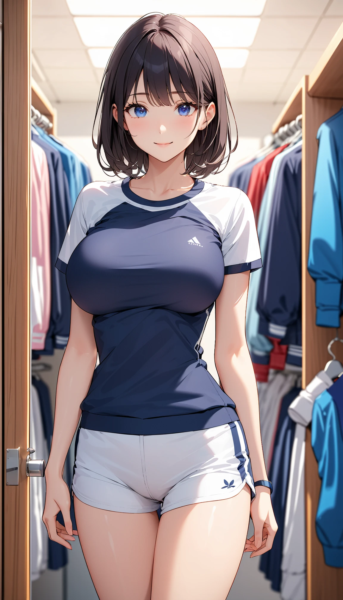 Cropped Jersey、hot pants、Glasses、Cleavage、sports warehouse、15 years old、School、Small face、Nsfw、Perfect proportions