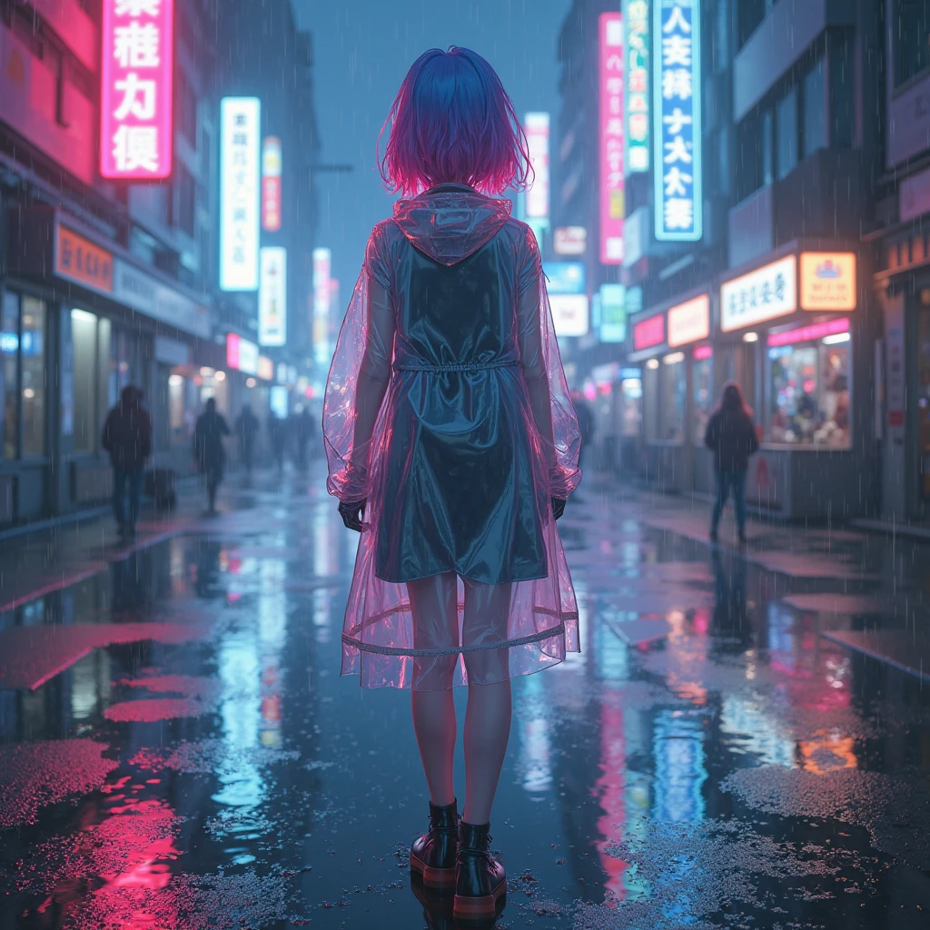 anime girl in a pink outfit walking down a city street, digital cyberpunk steampunk art, dreamy cyberpunk girl, female cyberpunk anime girl, cyberpunk art style, digital cyberpunk - anime art, cyberpunk 3d girl, cyberpunk girl, cyberpunk themed art, in cyberpunk city, anime cyberpunk art, in cyberpunk style, cyberpunk beautiful girl, cyberpunk vibe, seductive cyberpunk dark fantasy, cyberpunk anime art, pool environment, (cold colors), damp, moist, reflections, (masterpiece) (perfect proportion)(realistic photo)(best quality) (detailed) photographed on a Canon EOS R5, 50mm lens, F/2.8, HDR, (8k) (wallpaper) (cinematic lighting) (dramatic lighting) (sharp focus) (intricate) fashion, from above