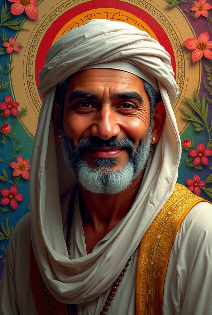 Rumi's smiling face and colorful clothes, which are shown at the beginning of the story.
