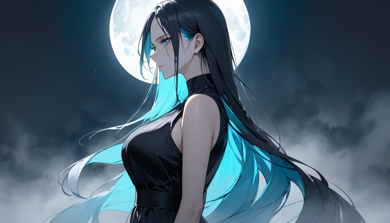 vampire, (Masterpiece 1.5, intense details), female,(Masterpiece 1.5, intense details), beautiful, black bathing suit, busty, long black hair, intense green eyes, sitting near a pool of red blood,(Masterpiece 1.5, intense details) black hair, long hair, floating hair, cloud hair, half-closed eyes, evil smile, fangs, high detail, Conceptual art, Realism, cinematic lighting, moon light, reflection light, from side, panorama, Ultra-Wide Angle, Wide-Angle, award winning, best quality, high quality, high details, highres, 4K