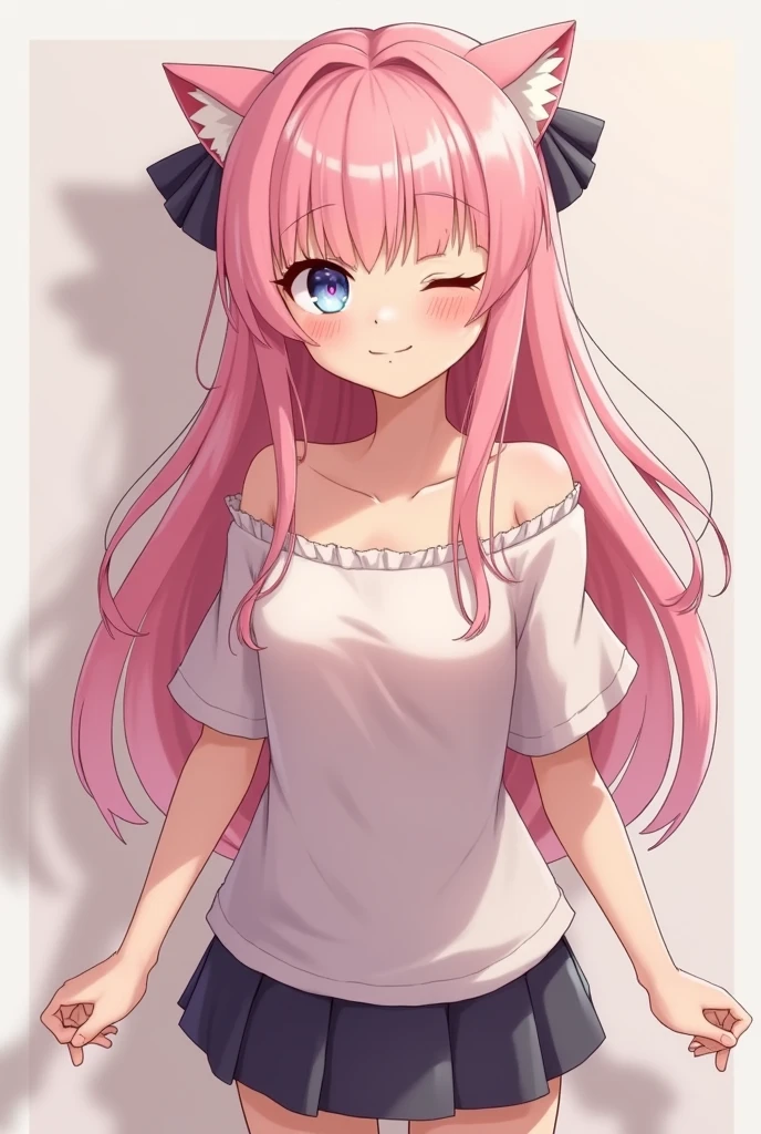 (heterochromia, light blue eyes and light green eyes 1.8), (best quality,ultra-detailed:1.22), (beauty face), (big eyes),(loli:1.0),(embarrassed and blush),"Kyoto Animation" style anime illustration, top quality, (cute: 1.1), (cute), (high resolution: 1.2), Incredibly ridiculous: 1.3, incredibly detailed illustrations, cute girl, solo, standing, waking up, masterpiece, top quality, absurdity, high resolution, official art, (cute: 1.8), (((Chibi character: 1.5)), solo, (((black tank top, pink pajama pants)), pink hair, thin hair, disheveled hair, standing figure, looking in the mirror, 1 beautiful girl, (cute: 1.8), watch the viewer, frontal, princess eyes, big breasts, frontal, washroom, deformed character