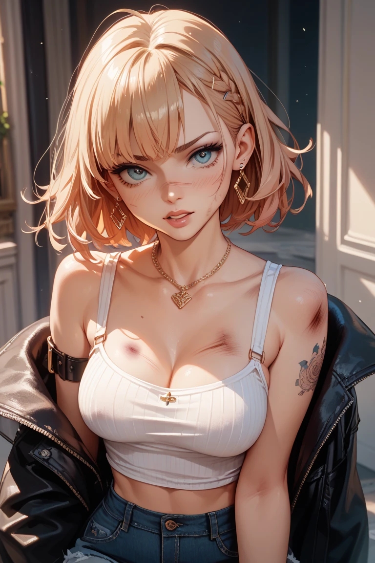 MistyCyber, short blonde hair, green eyes, choker, jewellery,naked, small breasts,looking aroused, seductive smile, (blush:1.2)
lying on back, dakimakura, blanket background, romantic ambiance, extreme detail, hdr, beautiful quality, masterpiece,
<lora:MistyCyber:.7><lora:more_details:.5>