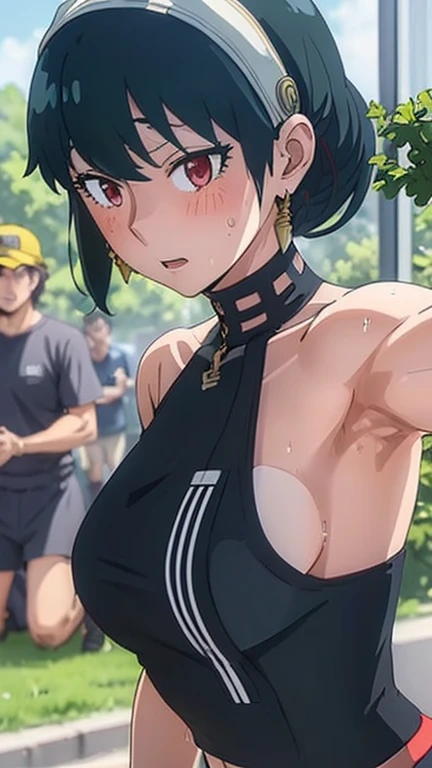 Black tank top、gloves、red blush、、Face zoom up、crane_v1, 1girl in, Armpits, beautiful detailed hair, beautiful detailed cold face、view straight on, Close-up of people, Wet、((masutepiece:1.4, best quality)), ((masutepiece, best quality)), (photographrealistic:1.4) ((Armpits)), (超hight resolution:1.2), ,beautiful girl with beautiful details, Very cute, beautiful girl with beautiful details, professional photography lighting, very detailed目と顔, Eyes with beautiful details ,pubic hair,The upper part of the body、barechested、tits out、Takushi、directly in front、Nipple Nude)、illustratio、masterpiece、最high quality、Side lighting、(realisitic:1.1)、A MILF、A MILF、Beautiful woman、巨大なtits out、(abdominals:0.7)、constriction、wide hips、(masterpiece、最high quality)、(1 persons)、solo focus、超hight resolution、shiny skin、Lying on your back、 、Arms raised、(NSFW:1), (((masterpiece))), (1girl in), Steaming sweat, hands on own breasts, 、(curve:1.1)、good lighting、、masterpiece、最high quality、very detailed、very detailedCGユニティ8Kでの壁紙、illustratio、((beautifull detailed face))、最high quality、( ((ultra-detailliert )))、high-resolution illustrations、high quality、hight resolution、Side lighting、((illustrationbest))、hight resolution、perfection、Highly detailed eyes、perfectionな照明、(extremelydetailedCG:1.2)、(Sad face:1.1)、 (red blush:1.3)、