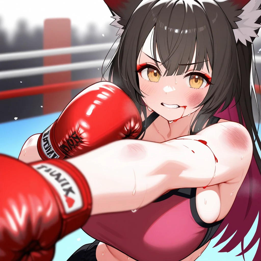 2 girls、fitness wear,　shortspats、Sportsbra、Tank Tops、​masterpiece、top-quality、realisitic、Hyper-detailing、(Glossy skin、be sweaty:1.4)、absurderes、Looking at the camera、short dark hair、Brown-eyed、A slender、动态照明、hight resolution、foco nítido、depth of fields、A detailed eye、Sharp eyes、Realistic eyes、(small tits:1.6)、(thick thight:1.0)、、Women's locker room、Locker Room、Shower room、Change of clothes、Half-undressed、Lower breast、pov from down、Full Body Display、Training Machine、Treadmill、Weight training、perspiring、moisture、punching bag、martial art、Boxer Size、Open Finger Gloves、shelves、punch、Spinning kick、Take off the bottom、Love Juice、A smile、red blush、teats、Clothing that shows through sweat、Kicking a punching bag、Punch to hit the ball、Covered with lotion、Muay Thai、catfight、Lotion Pro Wrestling、Climb into the ring、Spurling、Cross Counter、Martial arts、Command Sambo、Mount Position、Joint Technique、Upper Spinning Kick、Summer Salt Kick、emphasizing breasts、Take off your pants、Cat Punch、Cat's ears　Cat gloves、Cat's tail