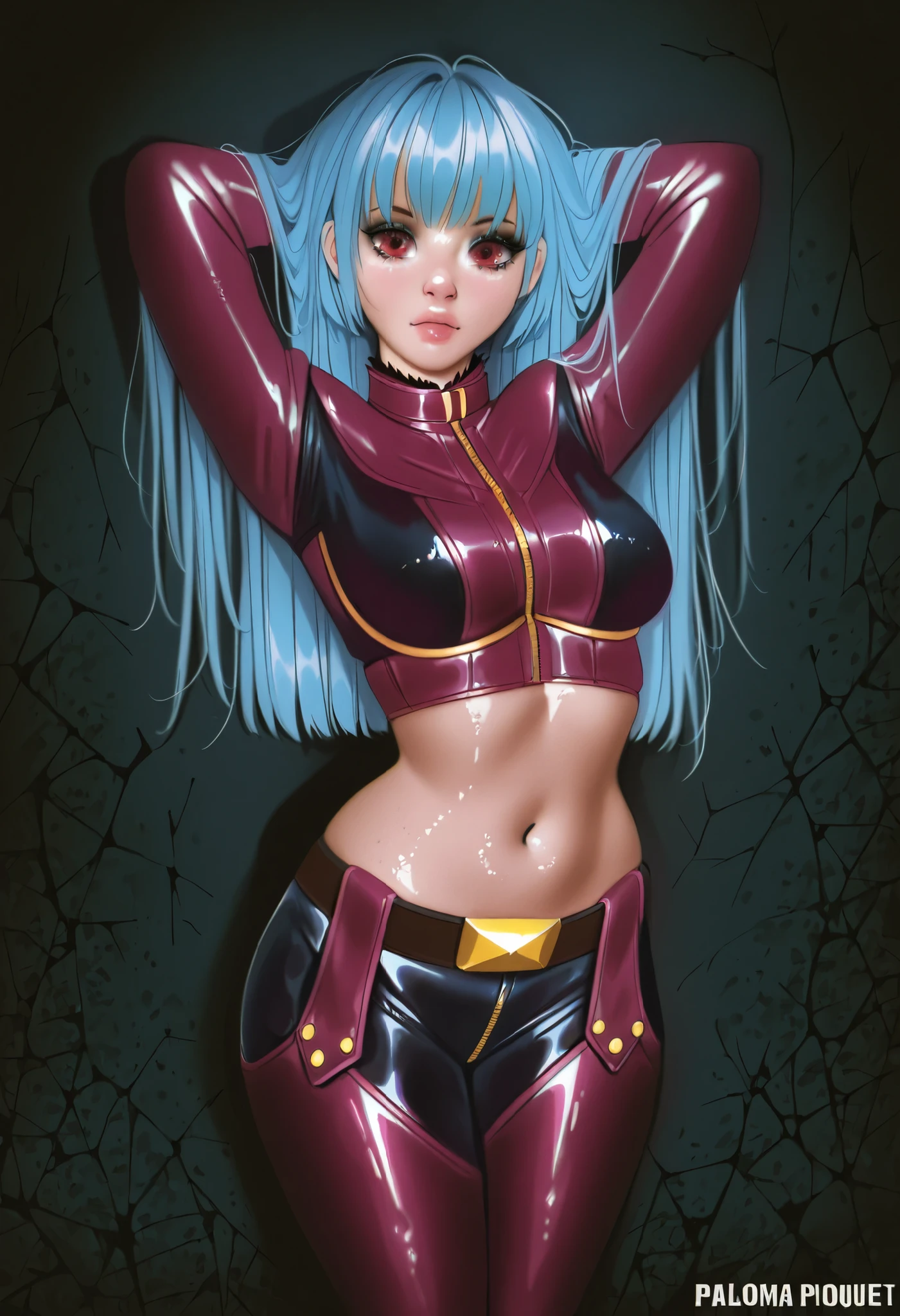 ((Best Quality)), ((Masterpiece)), ((Realistic)) and ultra-detailed photography of a girl with goth colors. She has ((turquoise hair)), wears a (small black micro-thong, black micro-bikini:star motif ) , ((beautiful and aesthetic)), muscular fit body abs, sexy, under-boobs, hot, (clear star filled sky background)
(clear background:1.35), (particles ,firefly, blue glowing):1.3,