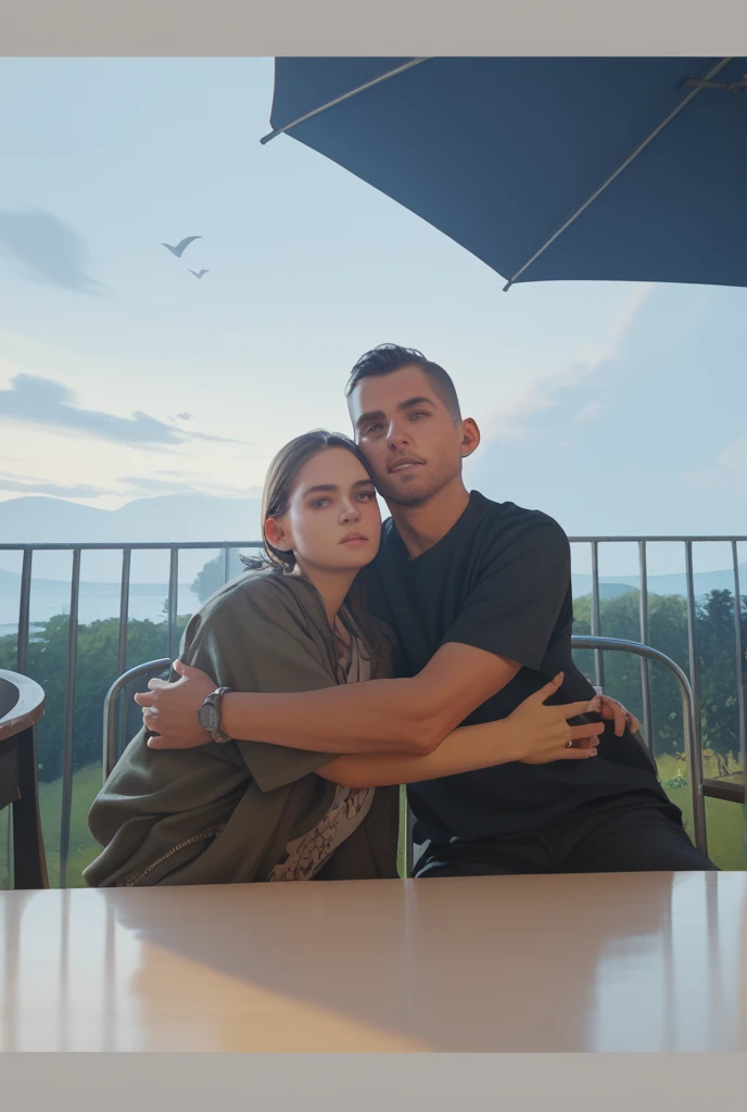 Man and woman taking selfie in forest, The picture is very, very low quality, forest in the background, couple portrait, against the backdrop of the forest, happy couple, Profile picture 1024px, Profile picture, photo on snapchat, filmed in early 2020s, Both smile at the camera, couple portrait, soft anime filter