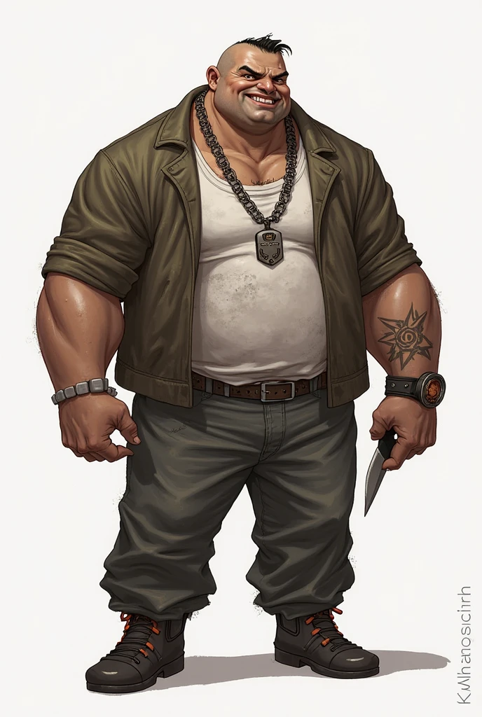 A tall man ,offwhite ,brawny, blue eyes ,silver hair , around 2