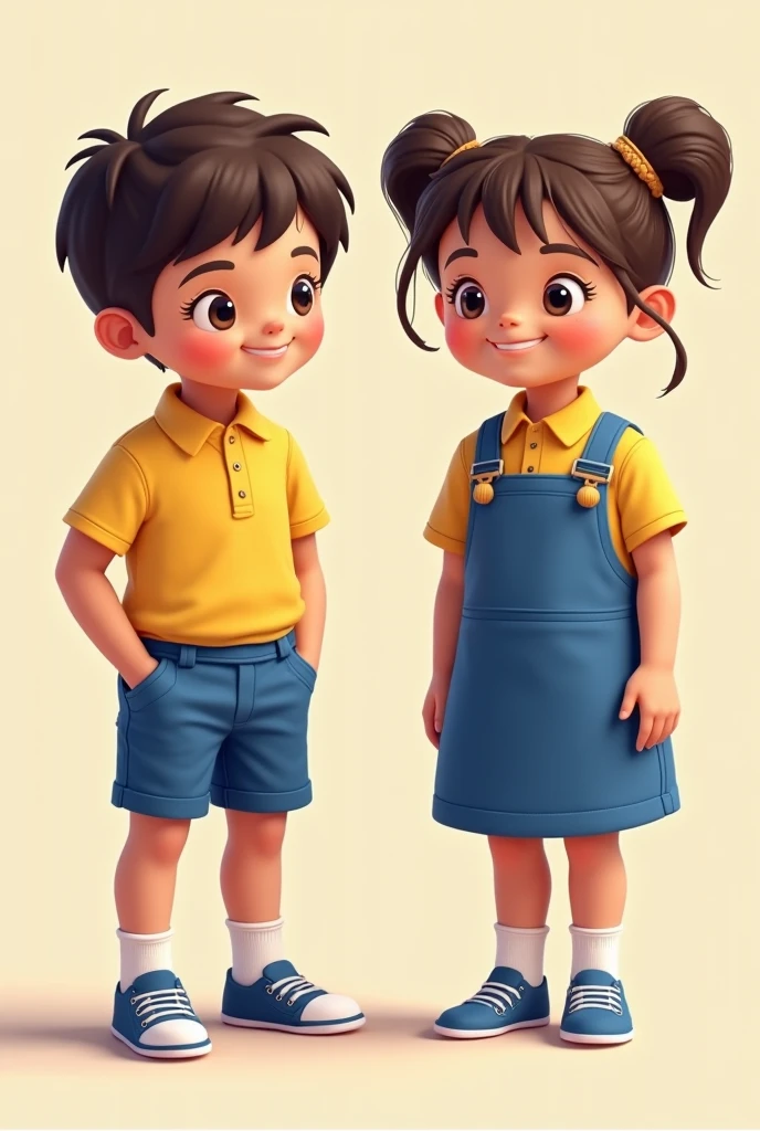 I have to draw uniforms for boys and girls in kindergarten ( colour darkblue + GREY ) Only the girl wears long pants