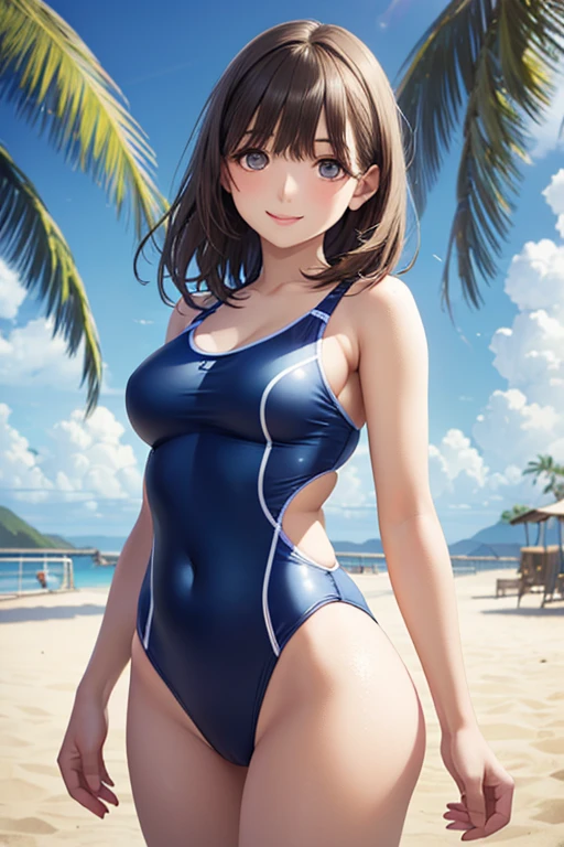 UHD, retina, masterpiece, ccurate, anatomically correct, textured skin, super detail, high details, high quality, best quality, highres, award winning, HD, 16k, There is a woman in a black swimsuit standing on the beach, wearing a swimming wear, Wet swimsuit, Swimsuit, 奈良美智, Black swimsuit, Realistic Young Gravure Idol, Asuka as a surfer model, monokini, Chiho Aoshima, sophisticated gravure idol, Photorealistic perfect body, deayami kojima