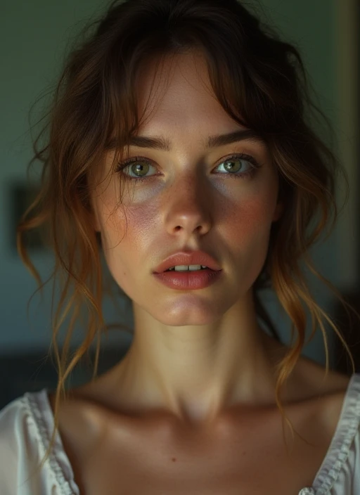 (masterpiece, photorealistic:1.4, extremely intricate:1.3, radiosity, photon mapping, dtx, 8K), ((((closeup necklace, white t-shirt, humid, [medium breasts:large breasts:0.8])), humid, [skin detail:freckles:0.7], natural, 19 year teenage supermodel), dark room, ((stone shower, glass shower, clean)))
