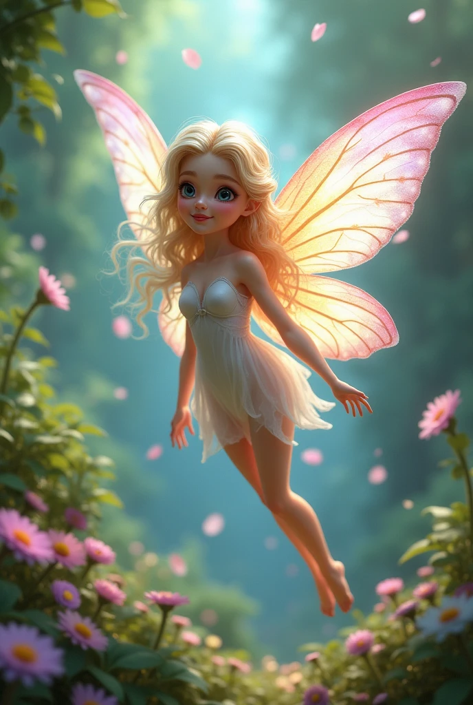 Fairy flying with flowers 
