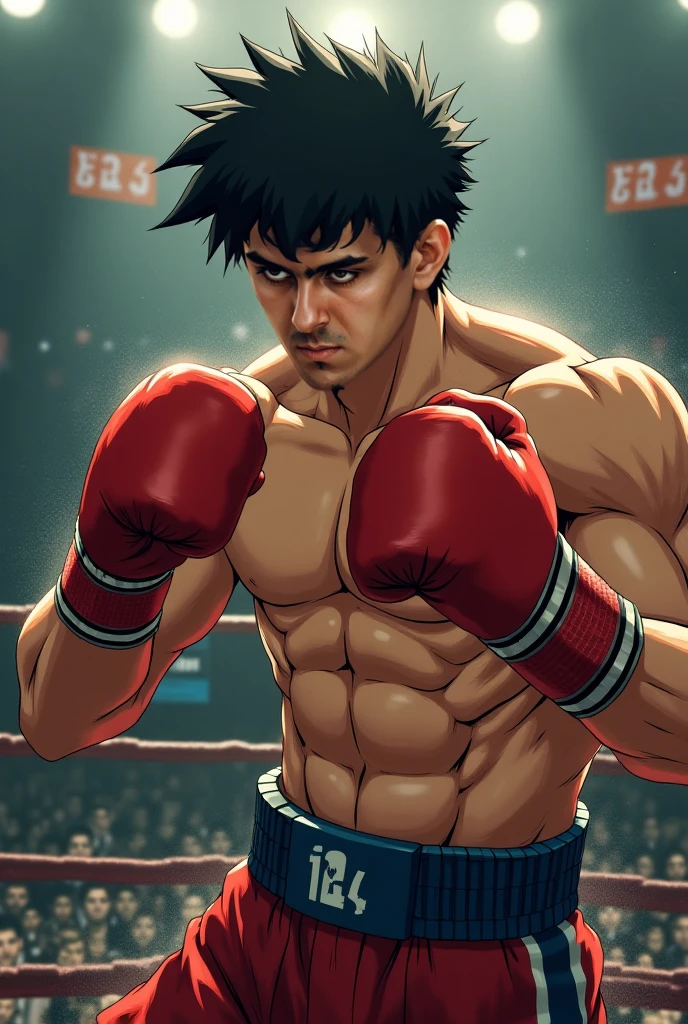 A character just as similar to Ippo Makanauchi but with longer hair and that comes out with Ippo's fighting stance