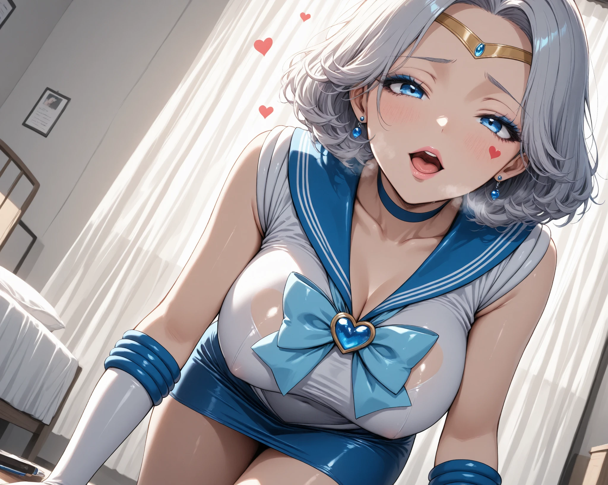 ((highest quality)), ((masterpiece)), (detailed), Perfect Face、NSFW、Big Breasts、Squat、Leg spread、solo、Covered in semen、front、Pushing her underwear aside, she spread her pussy、Masturbation、Ahegao、Creampie、Fingering、Garter Stockings、Sailor Moon Cosplay、