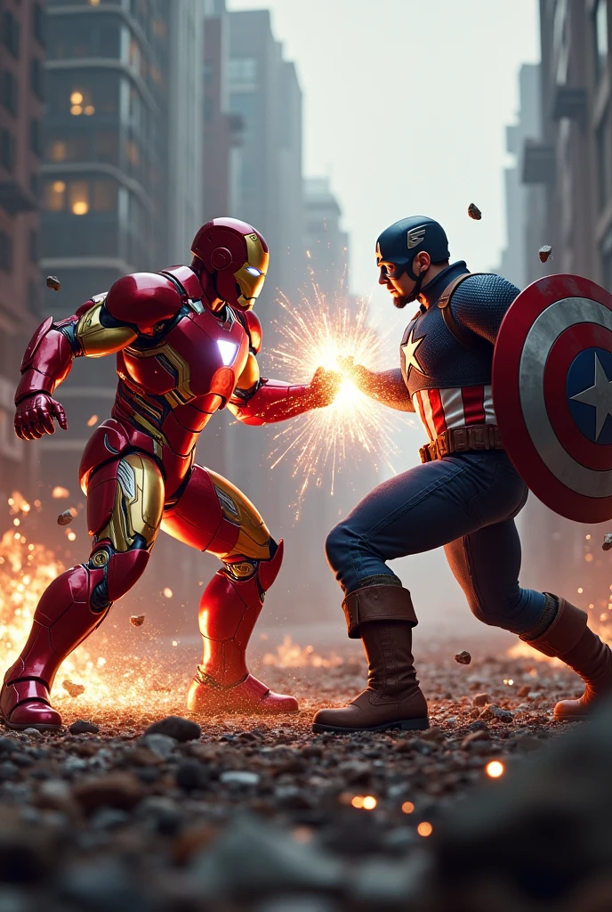 Iron man fighting with captain america 
