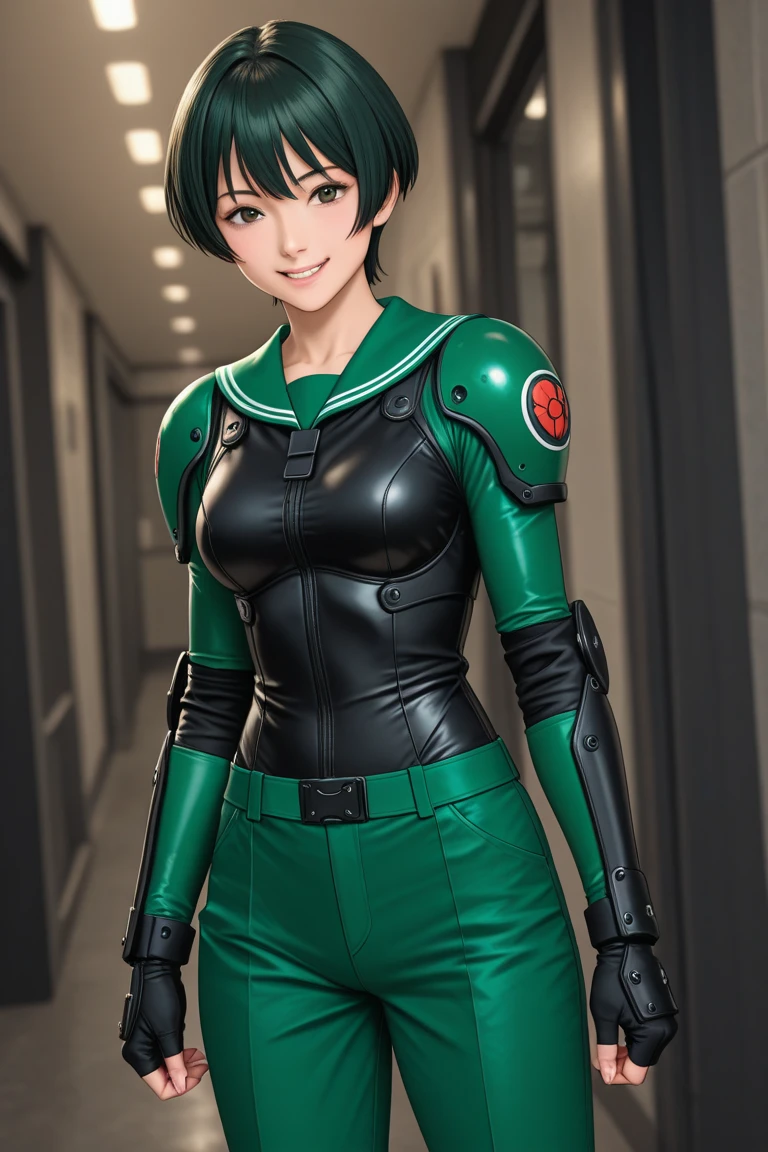 ultra detailed, masterpiece, best quality, solo,
D0tMatrix, green skin, green hair, tactical clothes, black bodysuit,