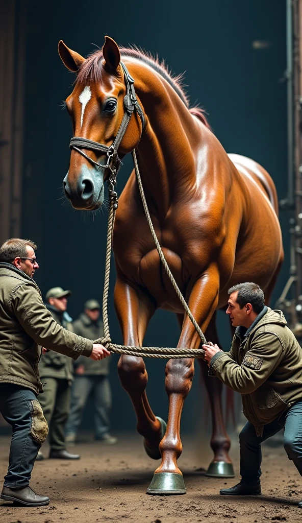 big horse, swollen belly