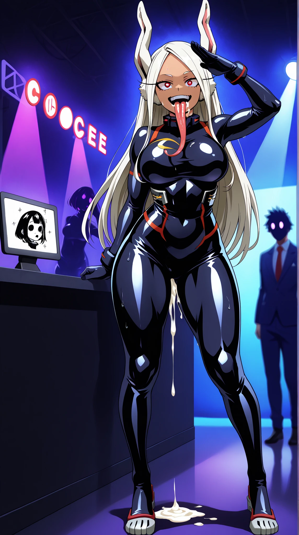 Farts, Fertofuchs, acoustics, fartチューブ, hoses, sitting on face, gas mask, facesitting,smirk smile,in ruin,2 anime girls,fart,onara,fart,fart,farting,sitting pose,whole body,girl is wearing bodysuits,focus on upper body