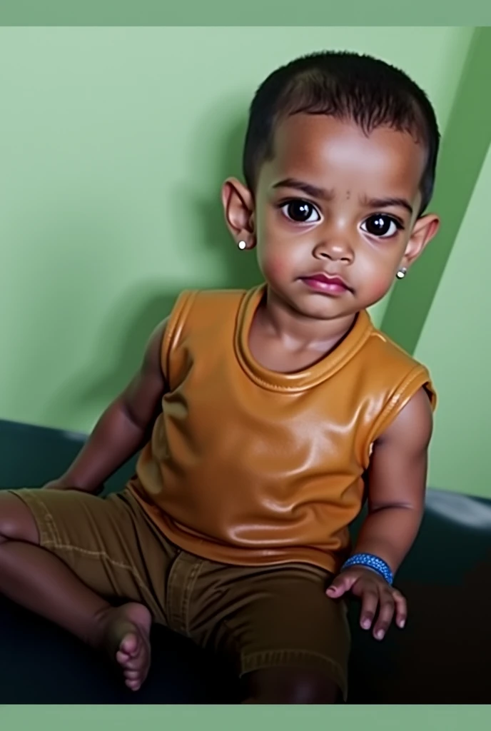 Perfect colour grading, young baby with no hairs bald head, indian, realistic