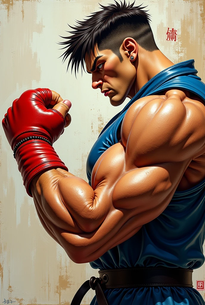 there is a man with a boxing glove in a boxing ring, muscular male hero, muscular character, fighting game character, muscular characters, epic digital painting, bulging muscles, rossdraws digital painting, stunning digital illustration, epic digital art illustration, muscular!! sci-fi, muscular male, strong and imposing, male art, high detail digital painting, muscular! cyberpunk