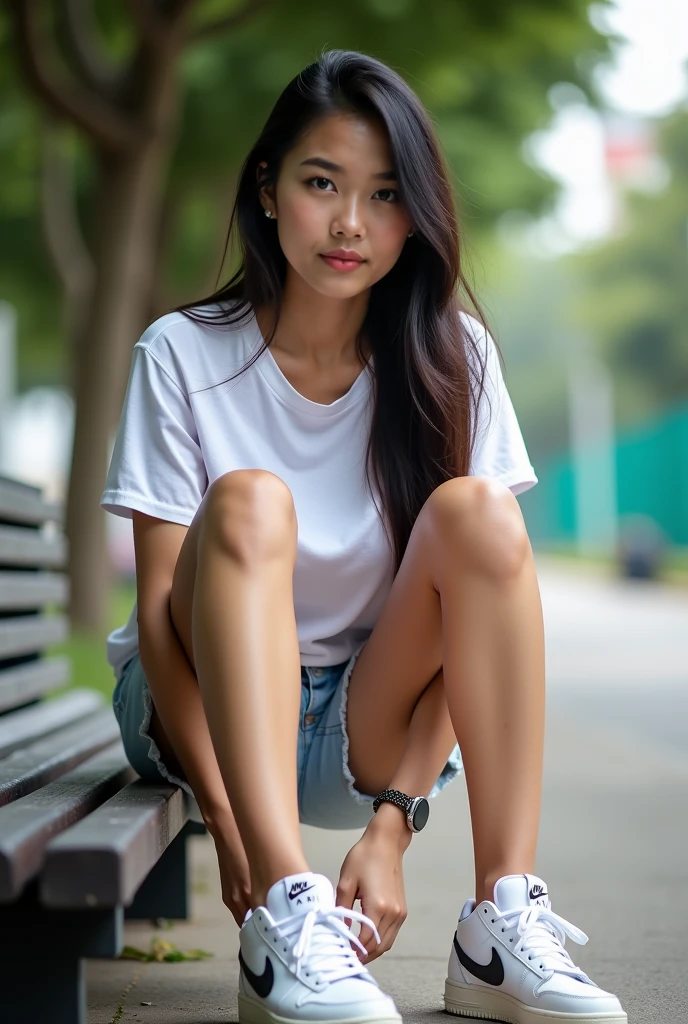 (8K High Resolution), (top-quality), (Raw quality),(masutepiece:1.2), (realisitic), (Photorealistic:1.37), ,Large eyes,long eyeslashes,（Live-action realistic style）,The Ultimate Face,realistic light and shadow,Clear facial features,,Fair skin, ）,Best portraits,Shooting at close range, 1 rapariga, Cute,Beautiful detailed eyes,highlydetailed skin,(Beautiful face with double eyelids), (Realism: 1.4),((Full body image)) ,Detailed and beautiful face,,Women around 20 years old,(Beautiful Face 1.4),Middle hair,((Japan woman in business suit)),(Make eye contact with your audience),red lipsticks,Limping around the eyes,(Laugh a little),In the tropical jungle,The skirt is rolled up.、Panties look perfect..,Pastel colors panties,I love showing my panties to my viewers,Show your panties to your audience,Beautiful face reflected in the light,red lipsticks,Limping around the eyes,Very beautiful feet are attractive,Hide panties with your hands、