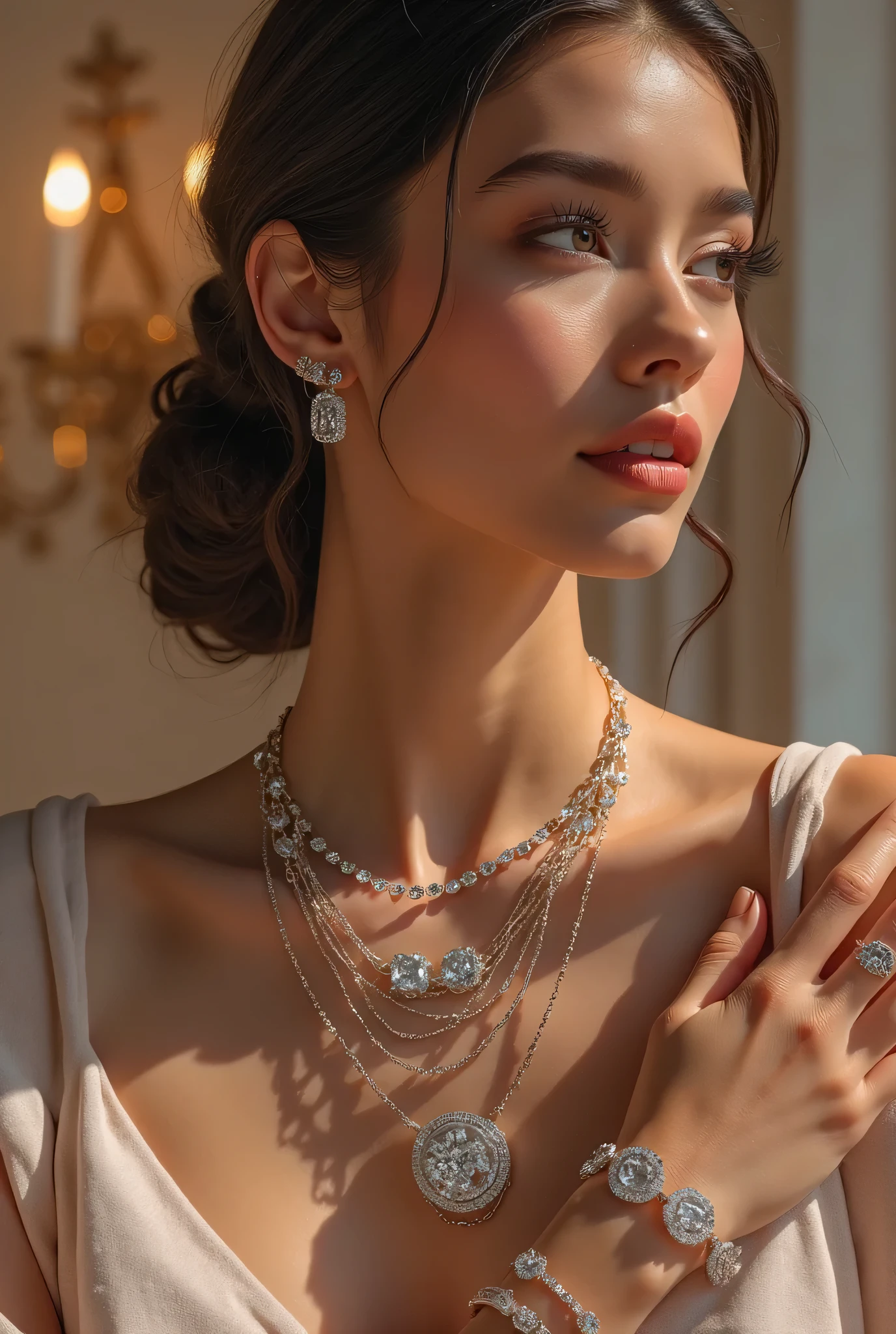 Emma wrap tenant un collier 
