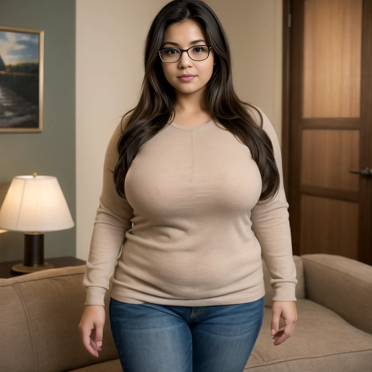 (ultra realistic,32k, masterpiece:1.2),(high detailed skin:1.1),( high quality:1.1),
<lora:lindaBB1.0:0.6>linda, 1girl, black hair, solo, glasses, red-framed eyewear, blue long shirt,short sleeves, beige 3/4 pants, black eyes,living room , blurry background,(looking at viewer, sitting, crossed legs:1.1),, huge breast,large breast,<lora:add_detail:0.82>,
(bioluminiscent:1.1),
