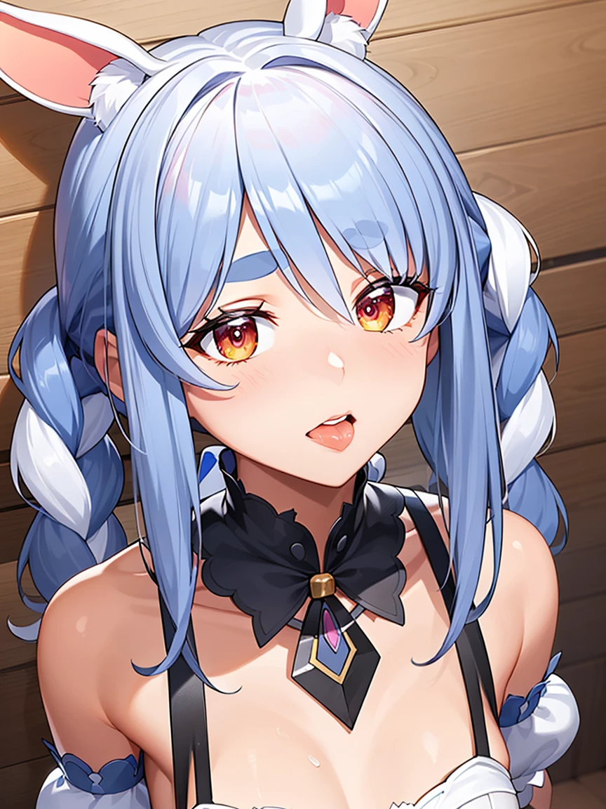 (((1 woman))), ((detailed blue eyes)), ((long silver hair)), large breasts, perfectly drawn body, narmaya, seductive smile, white nightgown, best quality, masterpiece, ultra-detailed