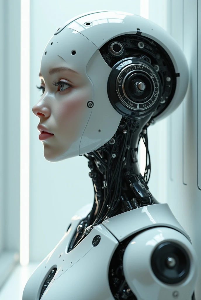 (official art, ridiculous but unbelievable, beautiful 3D rendered female robot face, robot components, cyberpunk studio soft light, rim light, vibrant details, luxurious cyberpunk style, lace, surreal ism, anatomy, facial muscles, cables wires, microchips, musculature, elegant and beautiful backgrounds, octane rendering effects, HR Giger style, 8K resolution, best quality, high detail, CG uniform wallpapers, spectacular The tiny details of the robot in the silver helmet are very delicate and of the best quality.): 0.8