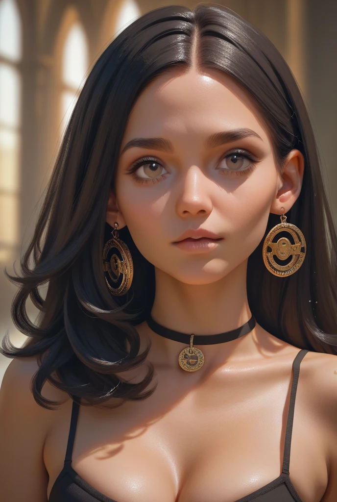 Realistic photo of a beautiful z03k woman,1girl,solo,long hair,breasts,looking at viewer,simple background,black hair,white background,cleavage,jewelry,upper body,earrings,parted lips,teeth,dark skin,necklace,mole,dark-skinned female,lips,piercing,ring,mole under mouth,realistic,nose,very dark skin,multiple rings,dreadlocks,mole on cheek,soft lighting, professional Photography, Photorealistic, detailed, RAW, analog, sharp focus, 8k, HD, high quality, masterpiece<lora:z03k:1.0>