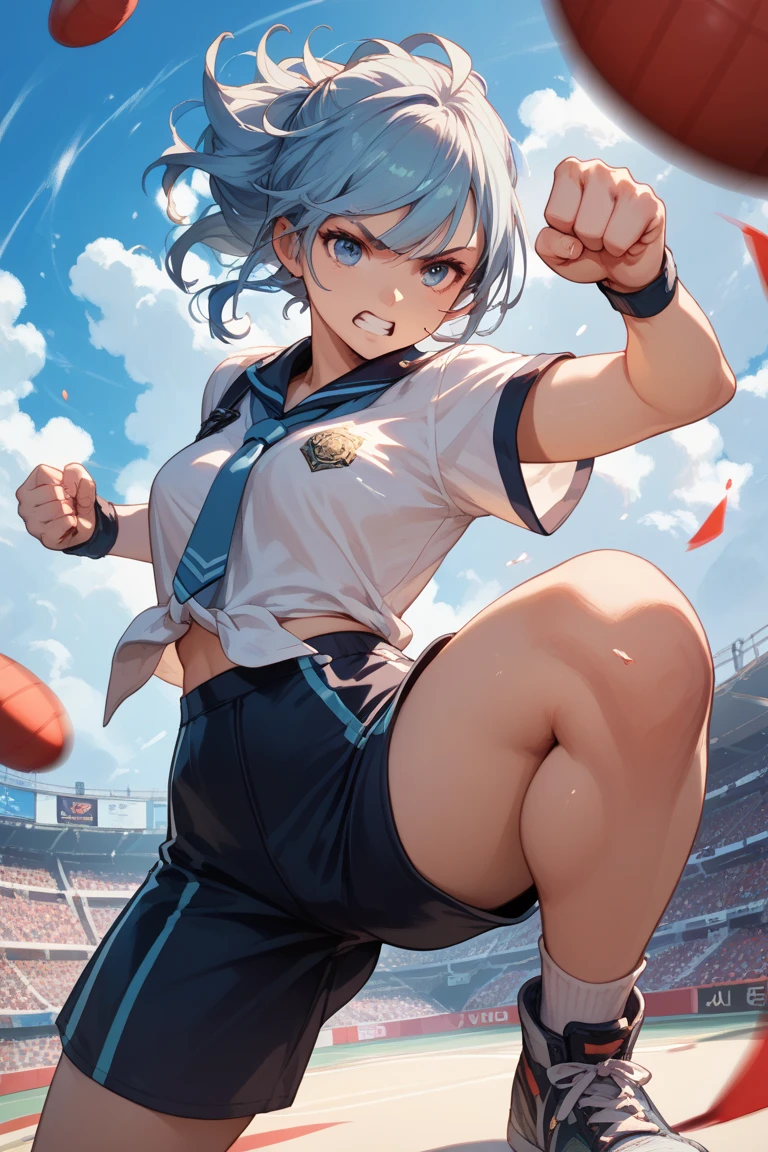 masterpiece,best quality,super detailed,super fine illustration,8k,(fullface brasched:1.3),masterpiece,best quality,dynamic angle,detailed background,BREAK perfect face,perfect legs,perfect hands,BREAK (sports uniform:1.2),(sports pants:1.2),BREAK soccer player BREAK soccer field,soccer stadium,sunset,detailed background,beautiful background,BREAK she is playing soccer.BREAK (white rabbit years:1.2),rabbit girl,short hair,girl,Small breasts,white hair,Serious expression,BREAK ボールを足で蹴る