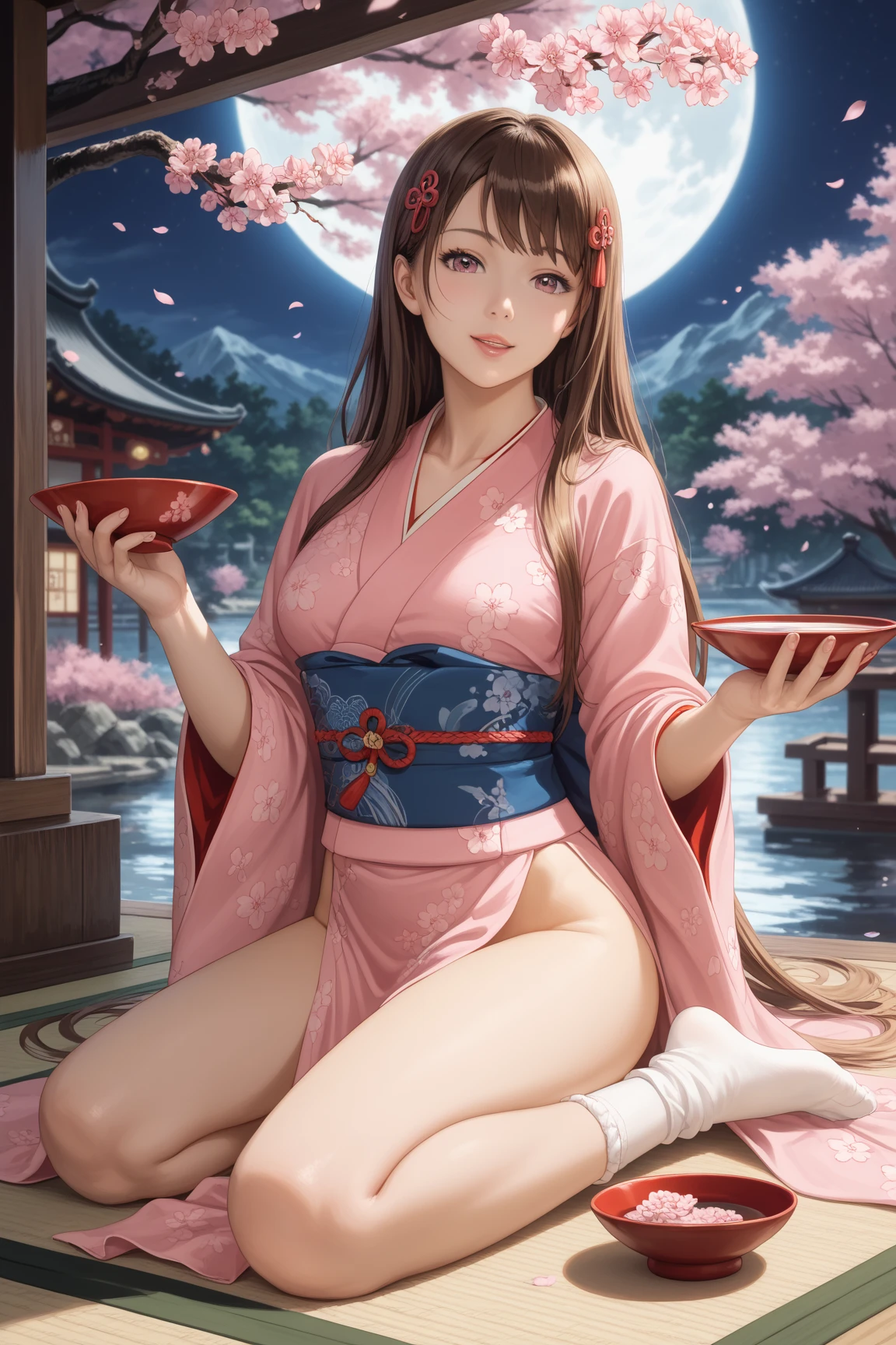 masterpiece, ((Highest quality, Detailed and realistic 3D))、Many cherry blossoms、Beautiful night view、(Two cute、A good friend、Stand up and dance、kawaii:1.4、、smile:1.3、smile、Mr.々Hair style、pubic hair)、(((Full nudity、Exposing the breasts、Pussy)))、(Beautiful Nature、river、Realistic and detailed skin texture、Light colored yukata:1.2、See-through)