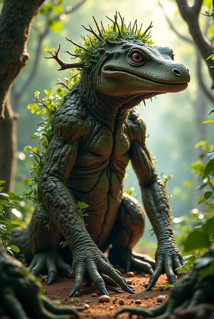 a close up of a cartoon character with a big smile, concept art by Andrew Ferez, behance contest winner, pop surrealism, award winning creature portrait, lizardfolk, full color illustration, anthropomorphic creature, humanoid turtle monster, dzo, epic full color illustration, full art illustration, frogzilla creature, detailed creature, exquisite creature poster art