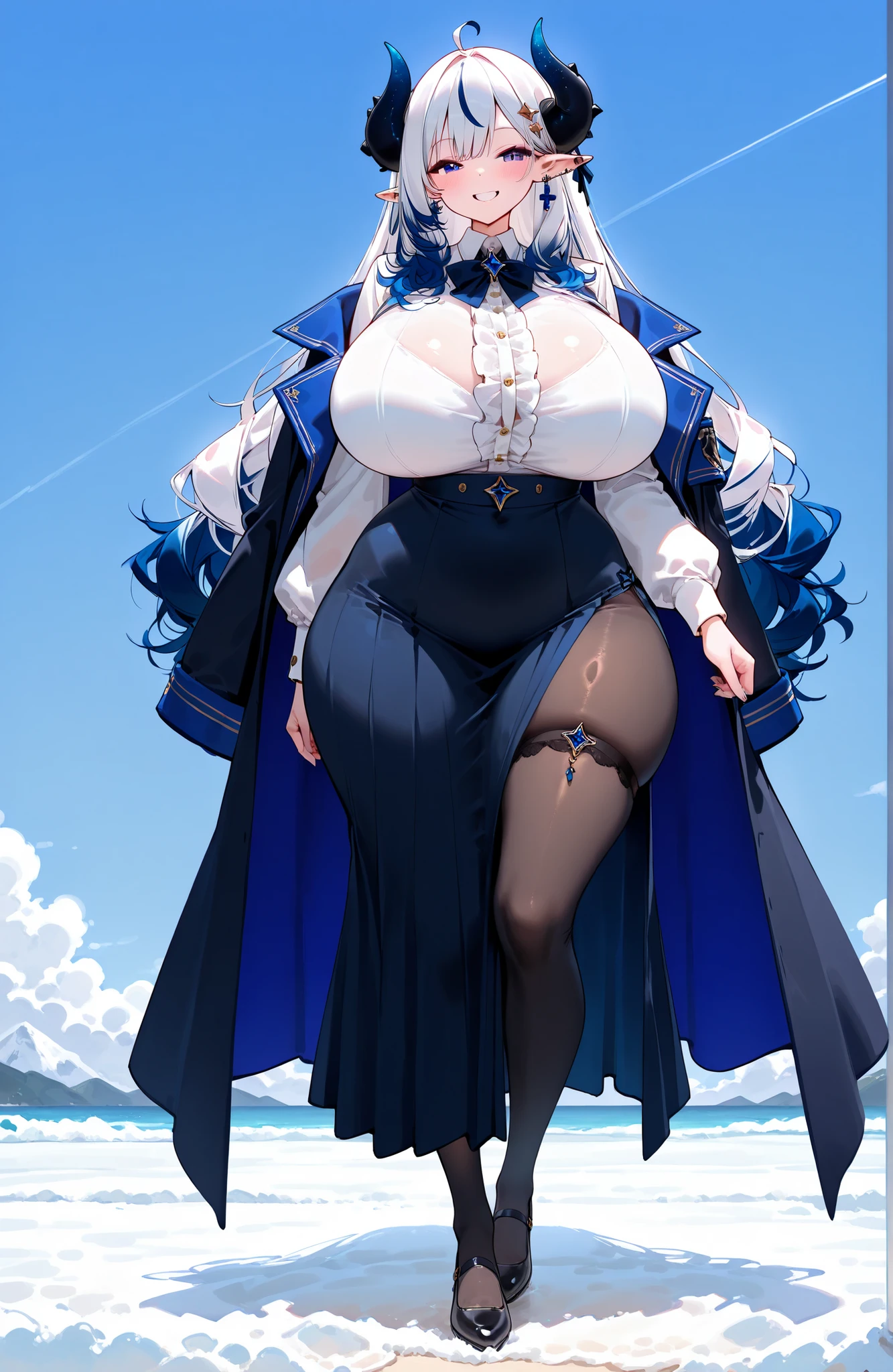 anime character dressed in black and blue dress and hat posing for picture, small curvy , extremely detailed artgerm, thicc, commission for high res, sona is a slender, fullbody commission for, large thighs, style artgerm, anime moe artstyle, full body portrait of a short!, oc commission, range murata and artgerm
