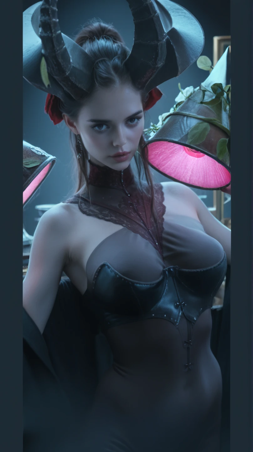 (nsfw:0.9) Non anthropomorphic female model made of red fractal mushrooms, organic horror, devil, death, giger, epic, baroque, art nouveau, james jean, photorealistic render, 3ds Max + V-Ray, extremely detailed and intricate, center composition, elegant, vfx, unreal engine 5, octane render, extremely contrast, extremely sharp lines, Professioonal photo, Manga style, glow effects, render, 8k, octane render, cinema 4d, blender, dark, atmospheric 4k ultra detailed, cinematic sensual, Sharp focus, humorous illustration, hyperrealistic, big depth of field, Masterpiece, colors, 3d octane render, 4k, concept art, trending on artstation, hyperrealistic, Vivid colors, modelshoot style, (extremely detailed CG unity 8k wallpaper), professional majestic oil painting by Ed Blinkey, Atey Ghailan, Studio Ghibli, by Jeremy Mann, Greg Manchess, Antonio Moro, trending on ArtStation, trending on CGSociety, Intricate, High Detail, Sharp focus, dramatic, photorealistic painting art by midjourney and greg rutkowski