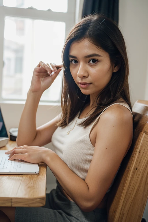 girl making on laptop with ai