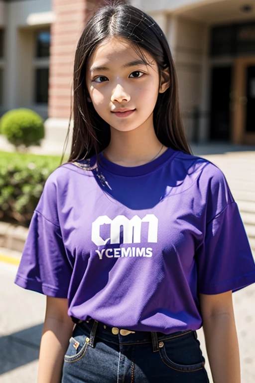 Upper eyes, loli face, baby face, big, short hair, smiling, innocent, fluffy, high school girl, shirt exposure, skewness, cyberpunk clothes, cosplay, android-like clothes