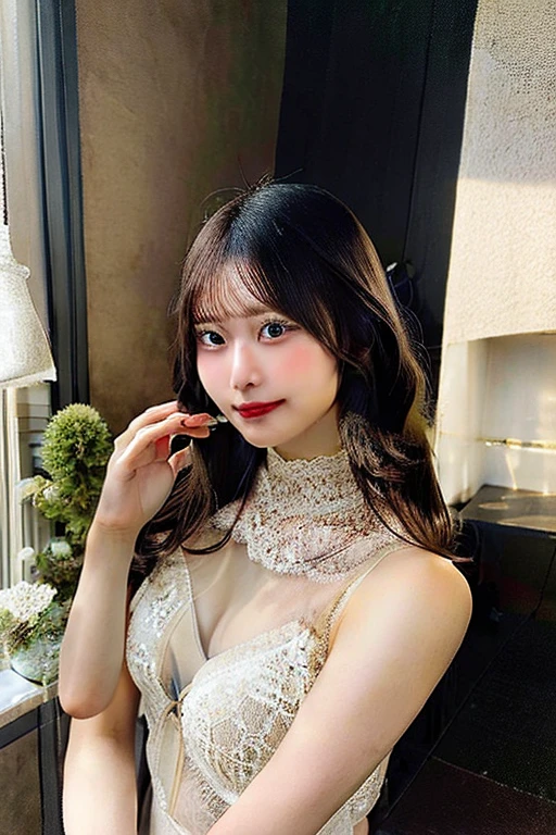 (disorganized, High resolution, super detailed), 1 girl, Constellation - Aries Goddess , alone, mature, huge breasts,smile,baroque, long dress, long sleeve, elegant, colorful, most detailed, Upper body , sunset hair . eyes of fire . Brave, purposeful, productive, The face of an enterprising humanitarian .