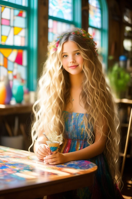 Create an image of this model wearing a yellow dress outside with the sunlight behind her making her dress slightly more revealing.