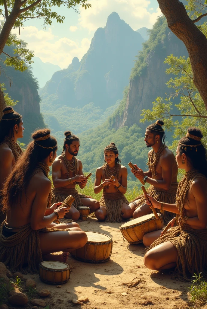 Create an image of the Chachapoyas who made drawings on stones for children