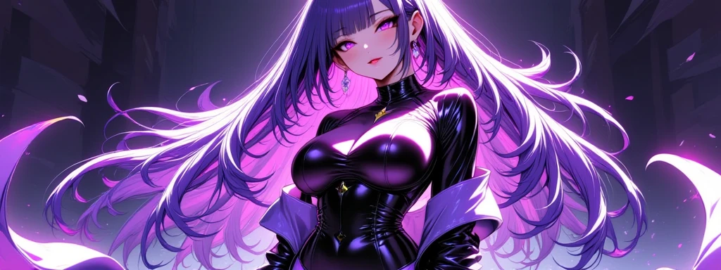 One Girl、blue eyes、White Line Gradient Hair、Bangs are straight,Detailed Background, masterpiece,Small breasts、 Highest quality, smile, ornament,Portraiture, Purple Neon, Glowing Eyes, Highest quality, Expressionless、Get angry、Frowning、One Girl,(((Beautiful black hair color)))、(Emerald Purple Eyes:1.5), , Yellow hair growing on the eye, (Large Breasts:1.2), break looking at viewer, break indoors, break (masterpiece:1.2), Highest quality,High resolution, (shape:0.8), (Beautiful and beautiful eyes:1.6), Highly detailed eyes, Perfect lighting, Detailed CG, (Perfect hands, Perfect Anatomy)、Wistful face、Haa、Embarrassing expression(1:2)、Rough I breatheing、(((White Background)))、White Background、Red face、blush、Embarrassing、((Vtuber model)),whole body、I breathe、Life-size model、panic、Platform boots、panic、((whole body))、Perfect hands、Perfect hands、Platform boots、Enamel Hair、Patent leather boots、Enamel Setup、Black patent leather tight jacket、Black patent leather tight skirt、Shiny Hair、Serum、Shiny、(((Shiny Hair)))、Shiny Hair