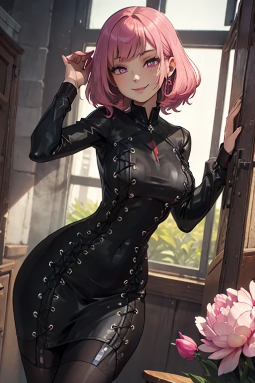 Highest quality、Ultra-high resolution、Fantasy、roleplaying game、Sweeping the floor with a broom、Busty female clerk、Inside the flower shop