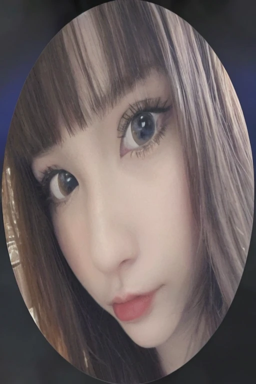 a beautiful girl, white shirt, big boobs, wide eyes, big eyes, brown hair, ultra detail, realistic, blue ribbon