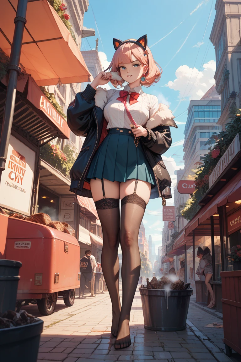 (masterpiece), 4K,woman,Long sleeve sailor suit,Tied up hairstyle,Small breasts,Small Ass,Curly Twin Tails,Light bulb lighting,Realistic, skinny, Grin,See-through bra,((,Knee-length bloomers)),standing at the bus stop,rain,