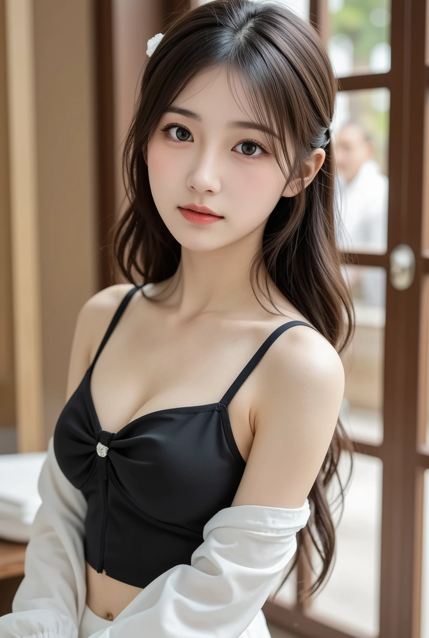(8k, 超A high resolution, highest quality, Tabletop:1.2),(18-year-old:1.2)、(avert your eyes)、8k、Japanese girl&#39;s life々Beautiful portrait、Photorealistic、超A high resolution、highest quality、 (Quite large breasts、A toned and slender body:1.2)(Volleyball Club、Volleyball Uniforms、High leg bloomers、Long black hair, one length:1.35)(Two pretty busty female teammates、On all fours、Cute Smile:1.5)、Camel Toe、Giant tit、Nipple Puffs、Cleavage、Plump、Super big breasts、Super big butt、Bubble butt