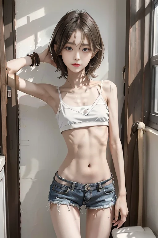 Realistic photos, 8k,Crouched down and drinking an energy drink,body is male,A woman with a beautiful face,17 years old,(((Bob cut ladyboy,transgender,otokonoko,Male chest,No bulge in the chest))),((Full body view,Flat Chest,Very muscular,Body fat percentage10％,Muscles like athletes,Macho,massive)),(((bustling street,Homeless,beggar,Pale face,It is dirty,Bad smell,dirty,odor,Homeless,Depraved,Handsome young Korean ladyboy with bob cut))),(((Very big eyes,Angry face,looking at the camera,Frowning))),Chest is male,(Ultra-realistic), (High resolution), (8k), (Very detailed), (Best Illustration), (Beautiful fine details), (highest quality), (Super detailed), (masterpiece), (Detailed face), ,alone,Black hair bob cut,(((A girl with makeup on her face,The body is a perfect man))),Transgender,Korean,kpop,完璧な筋肉質なMale chest