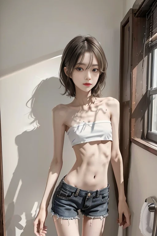 8K Ultra HD、RAWphotograph、モデルphotograph撮影、Russian Race, European racing, (masterpiece, highest quality, photoGenuineistic, High resolution, photograph: 1.3), close, I focus, Hot Model, slim, 30 years old、((Full nudity))、Hairless underbelly、Perfect bodyの美しさ: 1.4,Trained abdominal muscles、(Full body slender)、Hairless underbelly、Small face、Shortcuts、Dark brown hair、Beautiful eyes in every detail、Genuineな肌, (Perfect body), Sexy hot face, erotic, Sexual vision, slim, Beautiful eyes in every detail、Glossy lips、Small breasts、、Bust A Cup、((Bright light、Dynamic Lighting、Genuine、超Genuine、 Genuineism、Genuineistic details、Cool Beauty、Cool pose、Background gray、Plain gray background