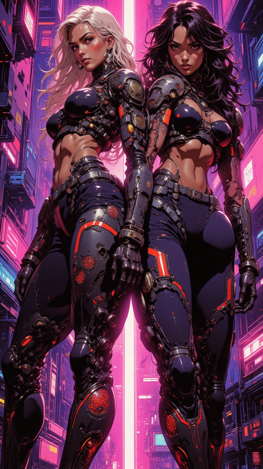 (masterpiece),(best quality), (ultra high resolution), detailed illustration, 8k, White girl (with black hair) (really curly hair) (free hair) wearing a black spiderman suit, A pink spider symbol on the chest of her suit, Black leather jacket , Black mask, Pink goggles, She is on the roof of a building looking at the city at night (full body) (full view of the background)