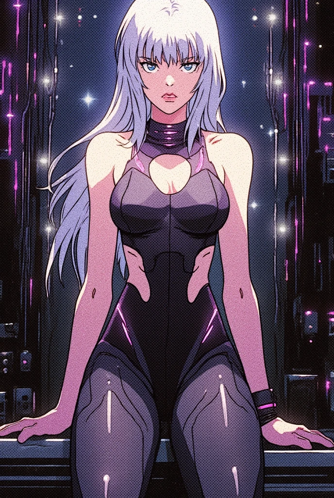 Ghost in the Shell adopts retro 90s anime style, , Science Fiction, Futuristic, Surrealism, Akira Style, Early litigation, Detailed line art, fine details, greg rutkowski makoto shinkai kyoto animation key art female eye level shot