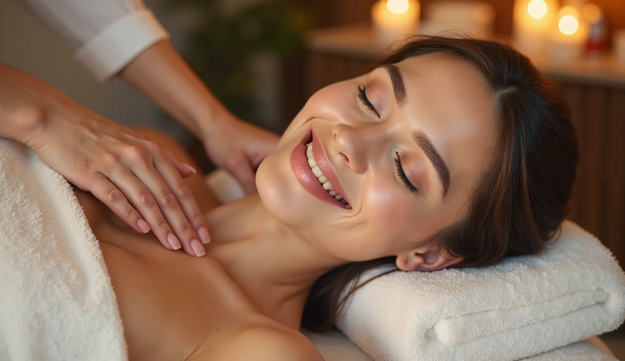 girl with boobs having erotic massage